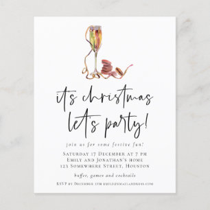 PAPER   Champagne Christmas Lets Party Invite