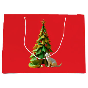 Paper Christmas Cat  Large Gift Bag