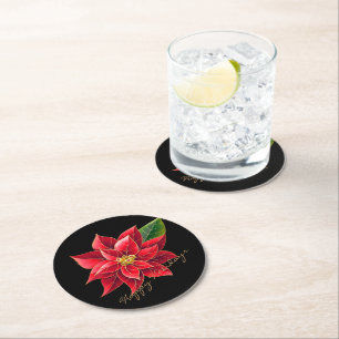 Paper Christmas Coasters Happy Holidays Poinsettia
