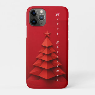 Paper Christmas Tree Red Background iPhone 11 Pro Case