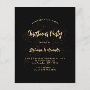 PAPER Classy Gold Black Christmas Party Invite