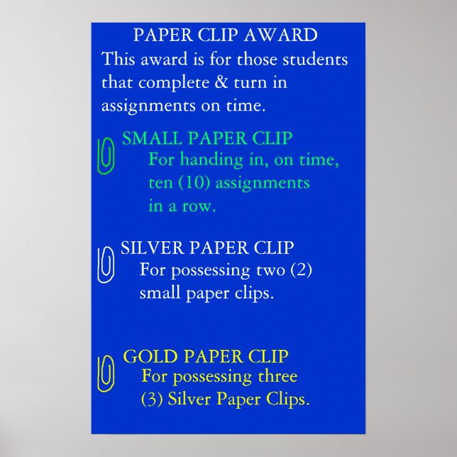 Paper Clip Award Poster (Front)