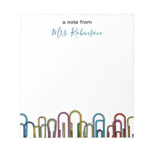 Paper Clip Customisable Teacher Appreciation Notepad