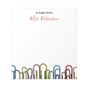 Paper Clip Customisable Teacher Appreciation Notepad
