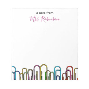 Paper Clip Customisable Teacher Appreciation Notepad