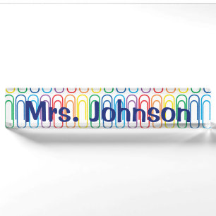 Paper Clip Themed Teacher Nameplate
