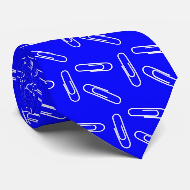 Paper Clips on Blue Tie (Rolled)