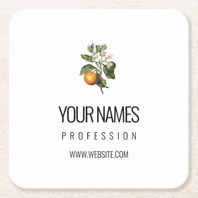 PAPER COASTER BUSINESS CARD : ORANGE BLOSSOM (Front)