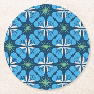 Paper Coaster in bright blue clover geometric
