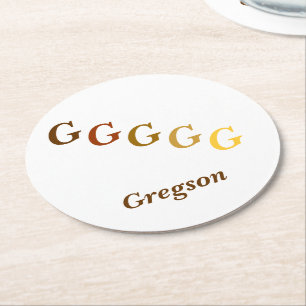 Paper Coaster - Initials and Name in Browns