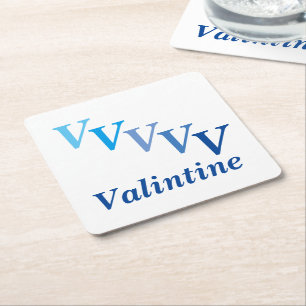 Paper Coaster - Name and Initals (blue)
