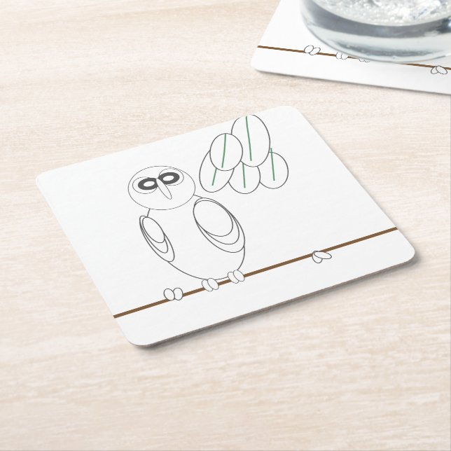 Paper Coaster - Owl in Tree to Colour (Angled)