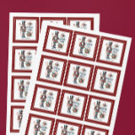 Paper Coaster Square Sticker<br><div class="desc">Colourful festive Christmas nutcracker with a candy cane,  Christmas decoration,  and sweet Christmas wishes retro typography.
Customisable text.</div>