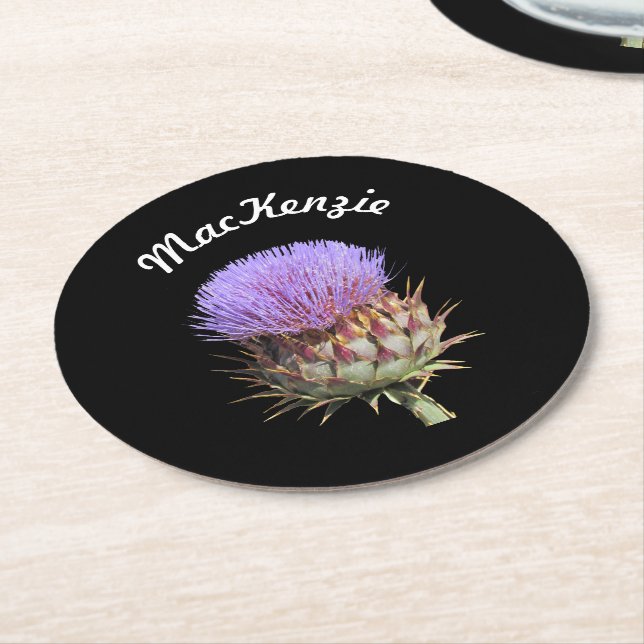 Paper Coaster - Thistle with Name (Angled)