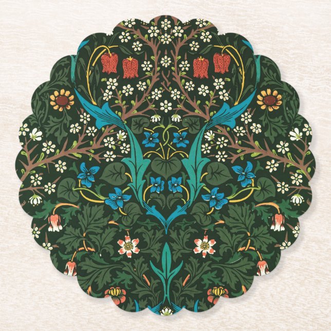 PAPER COASTER WILLIAM MORRIS "TULIPS" DESIGN (Front)