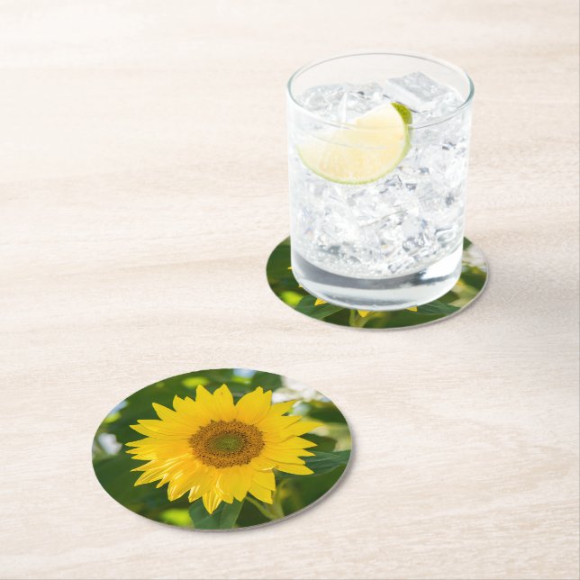 Paper Coaster with Yellow Sunflower (Insitu)