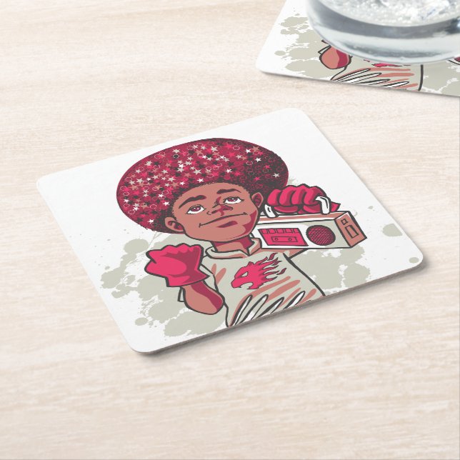Paper Coaster – YOUTH Power Afro & Boombox Urban (Angled)