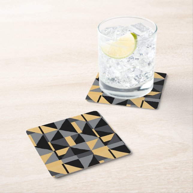 Paper Coasters – Black, Gray Geometry  (Insitu)