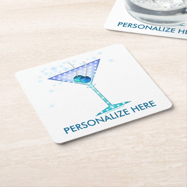 PAPER COASTERS - BLUE MARTINI (Angled)
