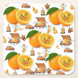 Paper Coasters Happy Birthday Oranges Cake Fairy