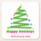 PAPER COASTERS - HAPPY HOLIDAYS CHRISTMAS TREE ART