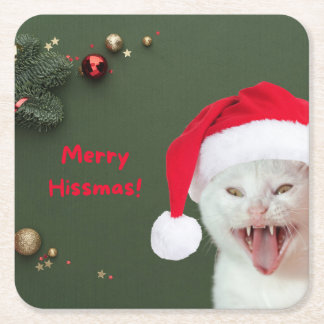 Paper Coasters, Merry Hissmas Wishes Square Paper Coaster