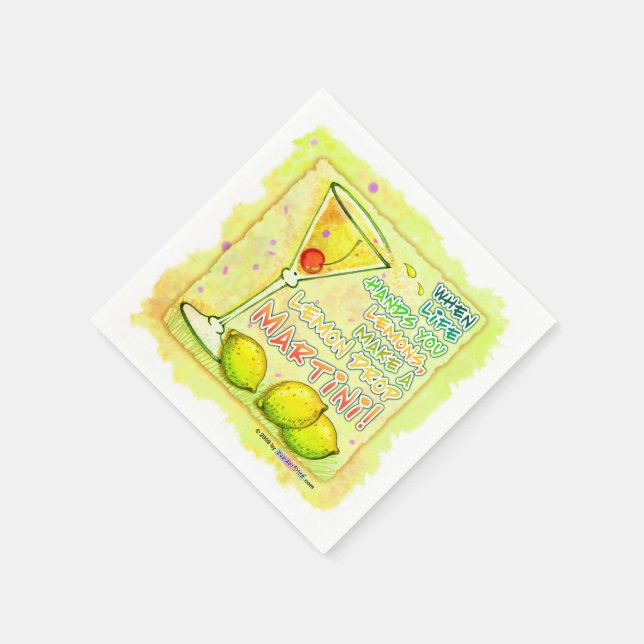 PAPER COCKTAIL NAPKINS - MAKE A LEMON DROP MARTINI (Corner)