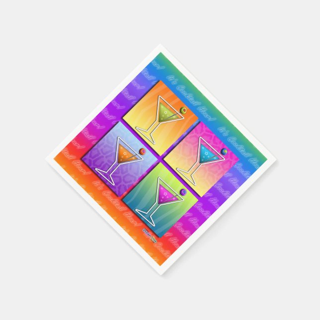 PAPER COCKTAIL NAPKINS - POP ART MARTINI GLASSES (Corner)