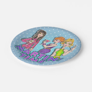 PAPER COCKTAIL PLATES - 3 MARTINI DIVAS CARTOON