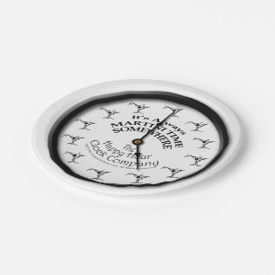 PAPER COCKTAIL PLATES - ALWAYS MARTINI TIME CLOCK