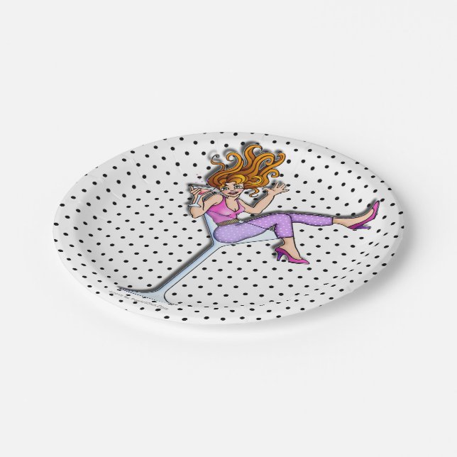 PAPER COCKTAIL PLATES - GIRL IN A MARTINI GLASS (Angled)