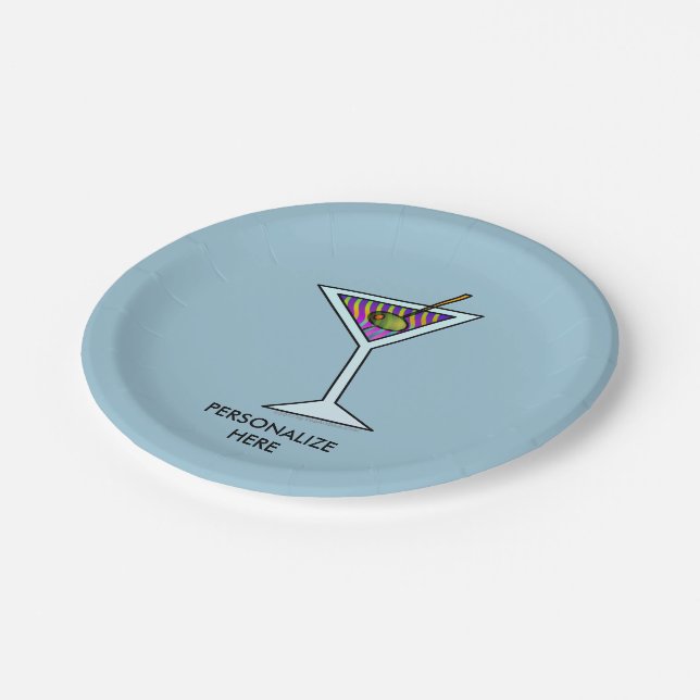 Paper Cocktail Plates - MARTINI DESIGN (Angled)
