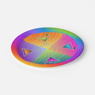Paper Cocktail Plates - POP ART MARTINI GLASSES