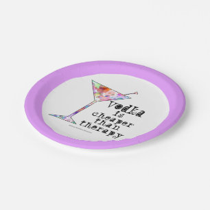 PAPER COCKTAIL PLATES, VODKA, CHEAPER THAN THERAPY PLATE
