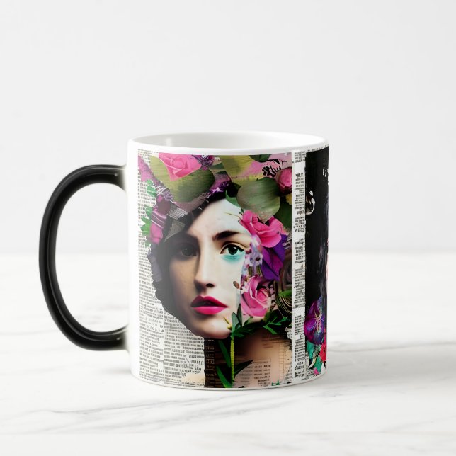Paper Collage Style Art | Vintage Ladies Magic Mug (Left)