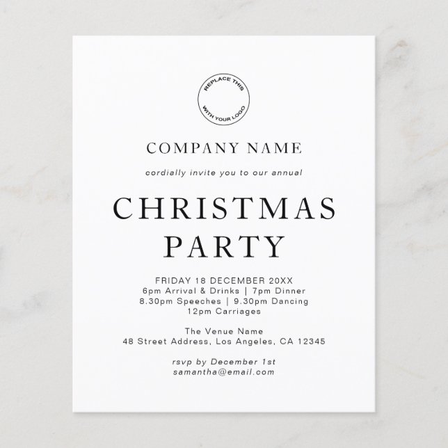PAPER Corporate Any Colour Christmas Party Invite (Front)