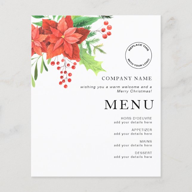 PAPER Corporate Logo Poinsettia Christmas Menu (Front)