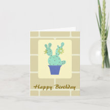 Paper Craft Cactus and Wall Bricks Birthday Card
