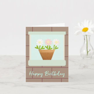 Paper Craft Daisies at House Window Birthday Card