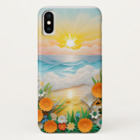 Paper Craft Scene of Ocean Waves, Sunrise