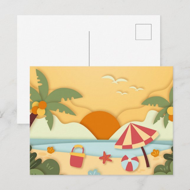 Paper Craft Summer at the Beach  Postcard (Front/Back)
