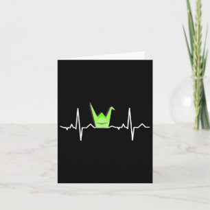 Paper Crane Origami , Heartbeat Ecg Pulse Shirt Card