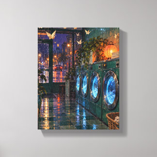 Paper Cranes at the Jade Laundromat | Whimsical Ni Canvas Print