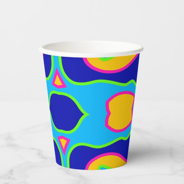 Paper cup, A vibrant colourful classic design  Pap Cups (Front)