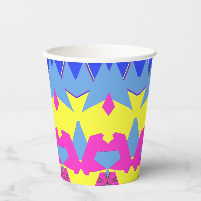 Paper cup, A vibrant colourful classic design  Pap Cups (Front)