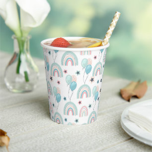 Paper cup for 1st birthday with cute teddy bear.