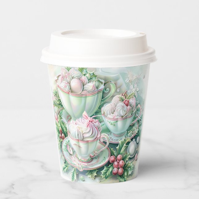 Paper cup-Pink Victorian Christmas Paper Cups (Front)