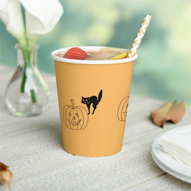 Paper Cup - Pumpkin and Black Cat (Insitu)