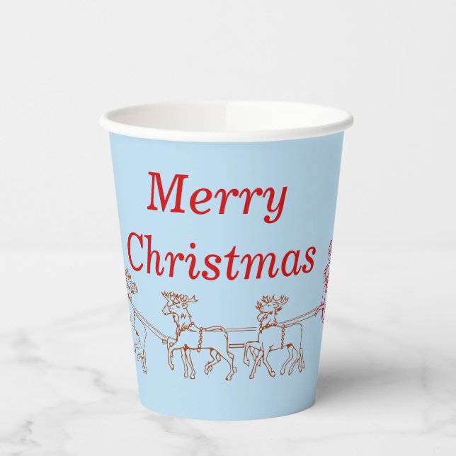 Paper Cup - Santa and Sleigh (Left)