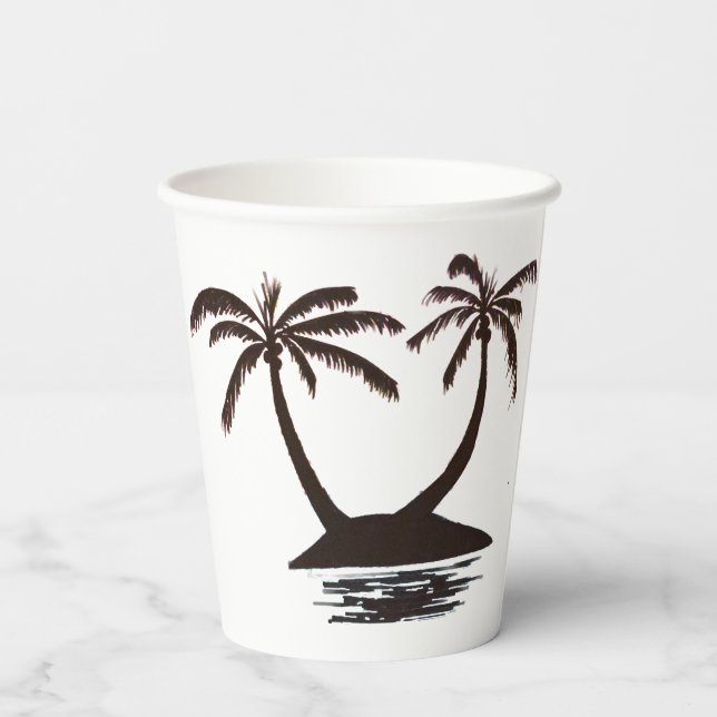 Paper Cup - Silhouette of Tropical Island  (Back)